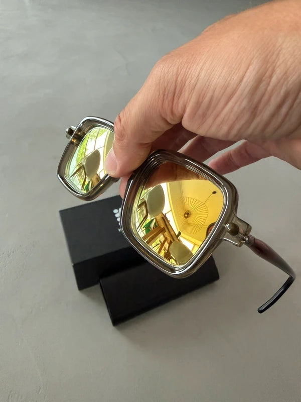 Kuboraum Maske P21 OL Olive – Lunettes Soleil Miroir Jaune