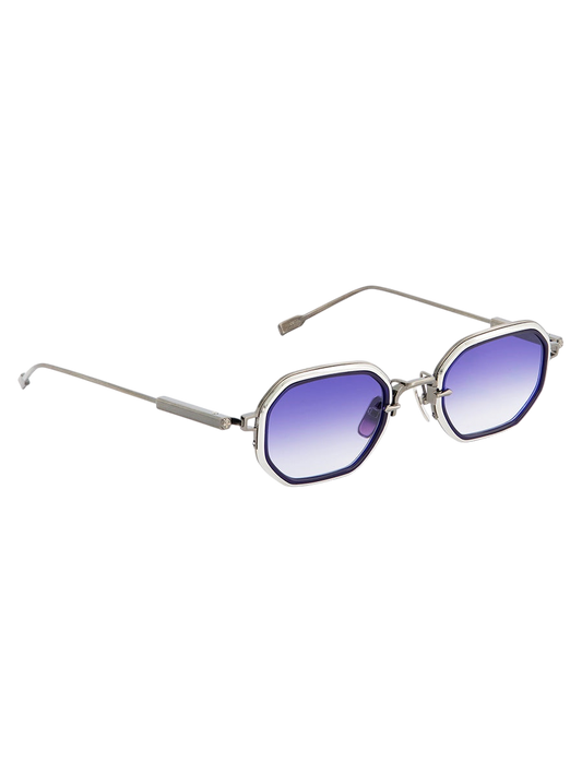 Lunettes de soleil Vitamines D SATO Timir II AS/P-1 en titane argent antique et platine avec verres bleus dégradés.