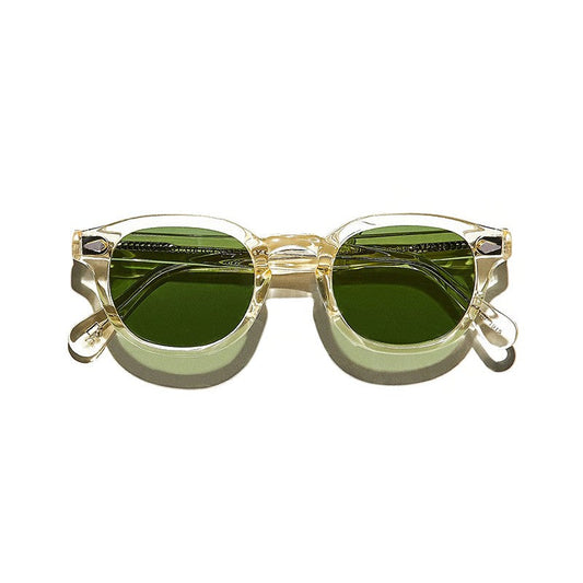 Lunettes Moscot LEMTOSH Flesh reconditionnées par Vitamines D avec monture transparente et verres solaires verts