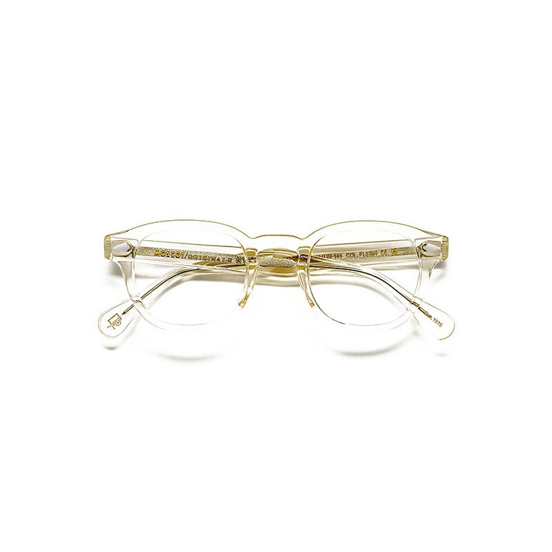 Lunettes Moscot LEMTOSH Flesh reconditionnées par Vitamines D avec monture ronde transparente et rivets diamantés